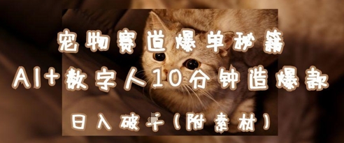 宠物赛道爆单秘籍：AI+数字人10分钟造爆款，日入1k-柚子网创