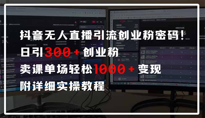 （14564期）抖音无人直播引流密码！日引300+创业粉 单场轻松1000+变现 附详细实操教程-柚子网创