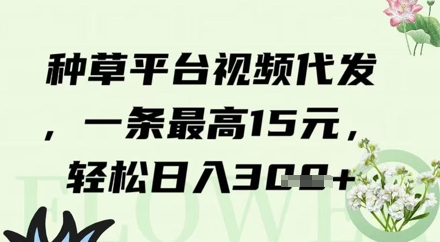 种草平台视频代发，一条最高15元，轻松日入3张-柚子网创