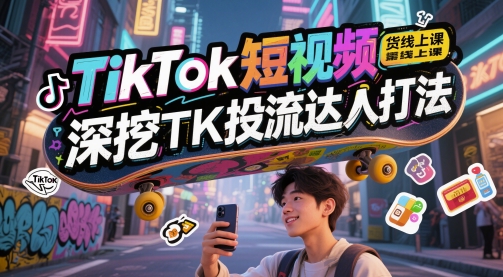 TikTok短视频带货线上课，深挖TK投流达人打法-柚子网创