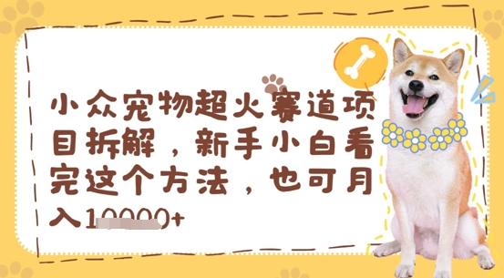 小众宠物超火赛道项目拆解，新手小白看完这个方法，也可月入过w-柚子网创