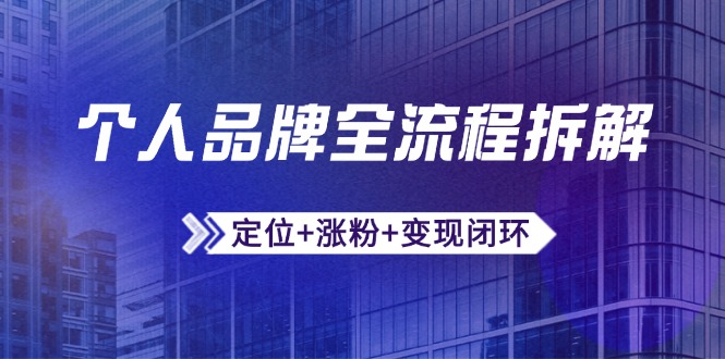 （14799期）个人品牌全流程拆解：定位+涨粉+变现闭环，微信生态运营与资源整合-柚子网创