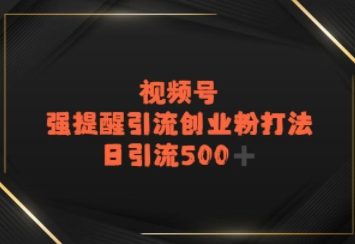 视频号强提醒引流，日引流500+精准创业粉？-柚子网创
