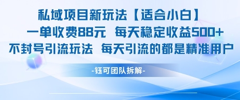 私域项目新玩法【适合小白】 一单收费88.每天稳定收益几张-柚子网创