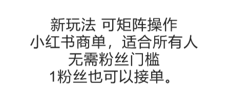 可矩阵操作，小红书商单新玩法，适合所有人，无需粉丝门槛，1粉丝也可以接单-柚子网创