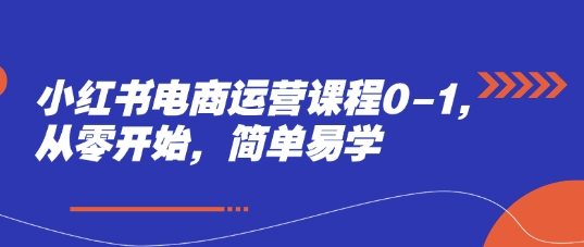 小红书电商运营课程0-1，从零开始，简单易学-柚子网创
