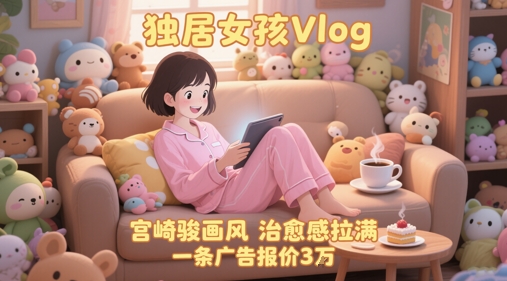 单个账号涨粉71W！用AI制作独居女孩Vlog，宫崎骏画风，治愈感拉满，一条广告报价3W-柚子网创