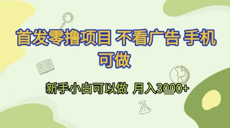首发零撸项目 不看广告 手机可做 新手小白可以做  月入3k+【揭秘】-柚子网创