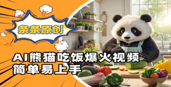Ai熊猫吃饭爆火视频，条条原创，简单易上手-柚子网创