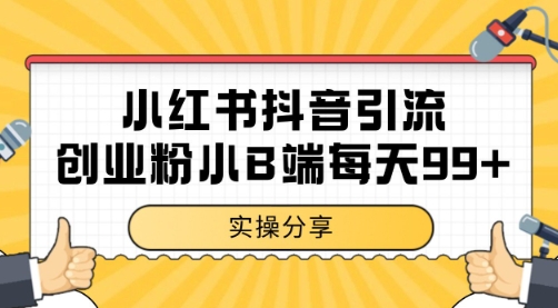 小红书抖音创业粉，小B端粉自热 日引99+的一个玩法【揭秘】-柚子网创