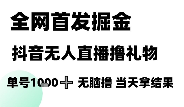 全网首发掘金抖音无人直播撸礼物，单号1k +无脑撸，当天拿结果【揭秘】-柚子网创