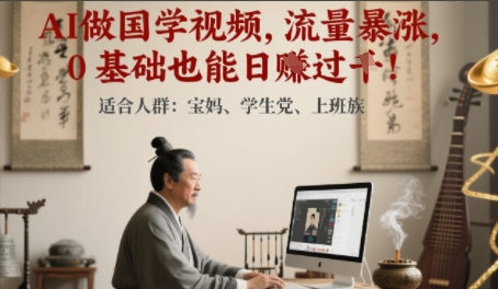 AI做国学视频，流量暴涨 ，0 基础也能日入多张-柚子网创