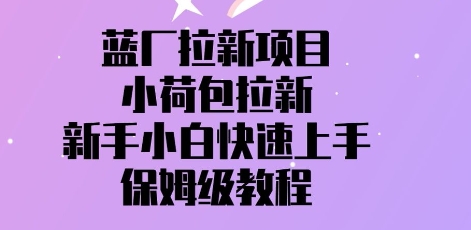 蓝厂拉新项目，小荷包拉新，新手小白快速上手，保姆级教程-柚子网创