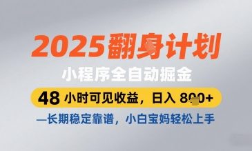2025小程序全自动掘金，48 小时可见收益，日入8张，长期稳定靠谱，小白宝妈轻松上手【揭秘】-柚子网创
