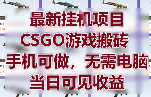 最新挂G项目，CSGO游戏搬砖，手机可做，无需电脑，当日见收益【揭秘】-柚子网创