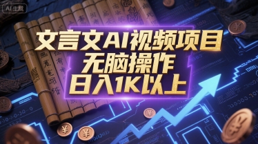 文言文AI视频项目，无脑操作，日入1K以上-柚子网创