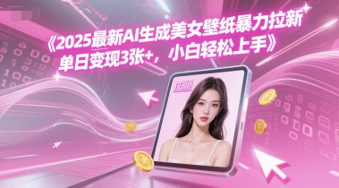 2025最新AI生成美女壁纸暴力拉新, 单日变现3张+，小白轻松上手-柚子网创