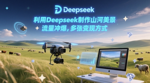 利用Deepseek制作山河美景，流量冲爆，多张变现方式-柚子网创