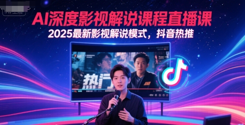 AI深度影视解说课程直播课，2025最新影视解说模式，抖音热推-柚子网创