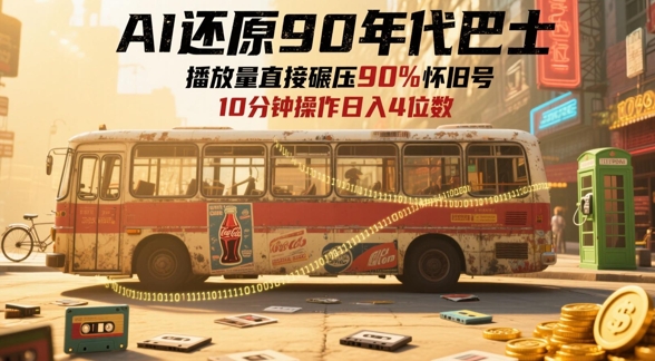 AI还原90年代巴士，一帧就让70后泪崩，播放量直接碾压90%怀旧号，每天操作十分钟，日入四位数-柚子网创