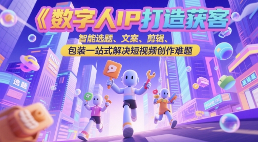 数字人IP打造获客变现实操课，智能选题、文案、剪辑、包装一站式解决短视频创作难题-柚子网创